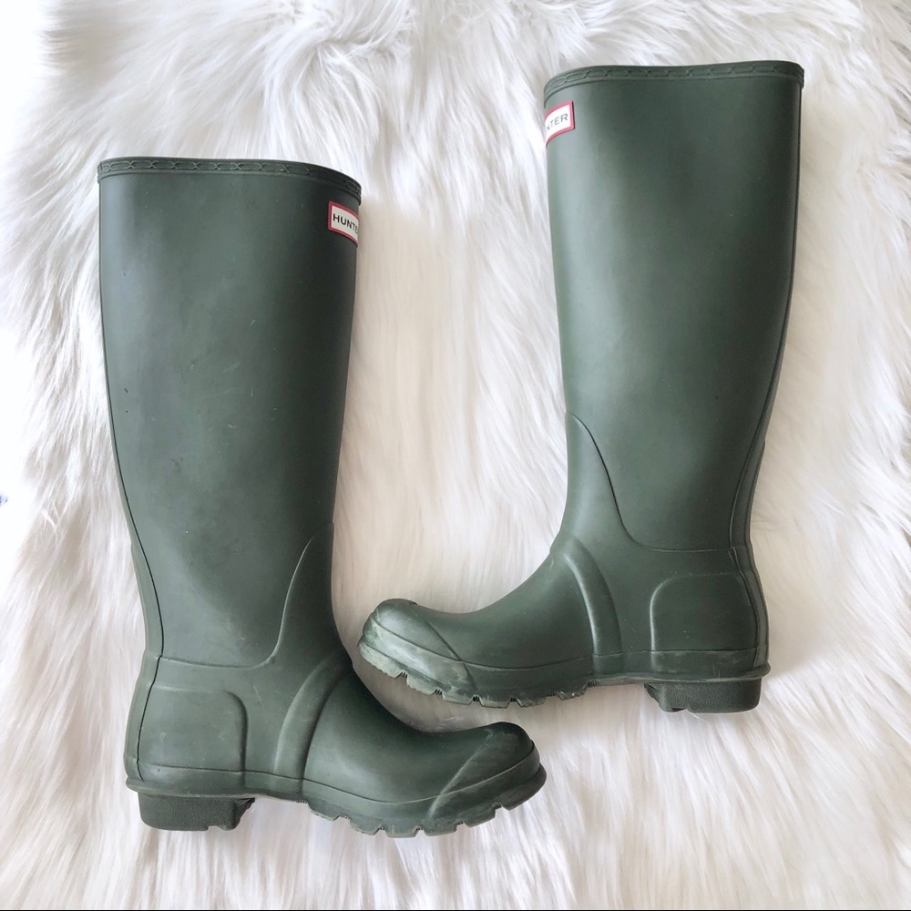 Hunter Tall Dark Green Original Rain Boots Sz 6